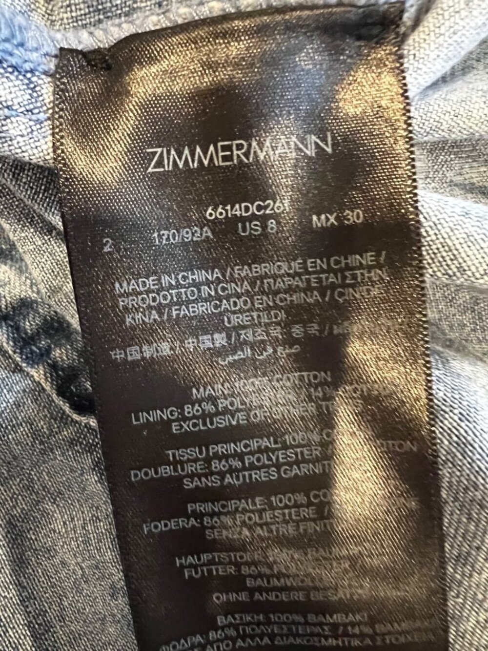 Zimmermann Rebellion Denim Wrap Mini dress size AU 2/ US 8 - Picture 10 of 12